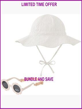 UPF 50+ Baby Sun Hat with Sunglasses Set for Outdoor Protection 0-12M